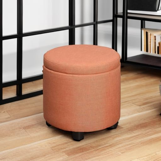 Round Ottoman with Storage and Reversible Tray Lid