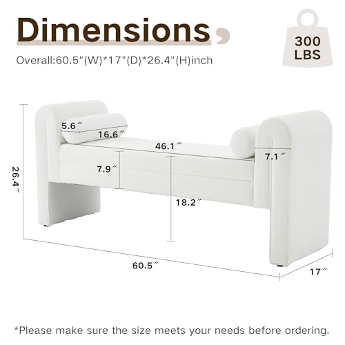 Modern Velvet Bench for Bedroom 60.5"