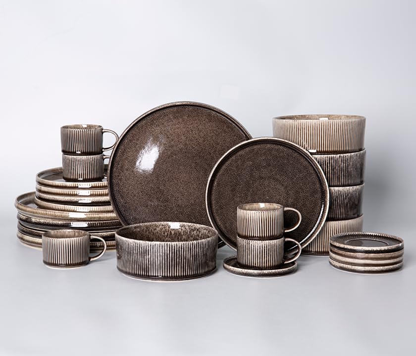 20-Piece Premium Ceramic Dinnerware Sets | Handcrafted Plates, Bowls and Cups (20 pcs)