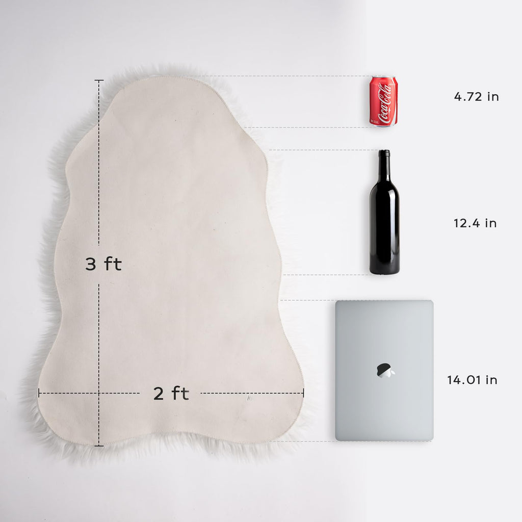 Ashler Faux Fur Fluffy White Rug From Sheepskin 2 x 3 ft