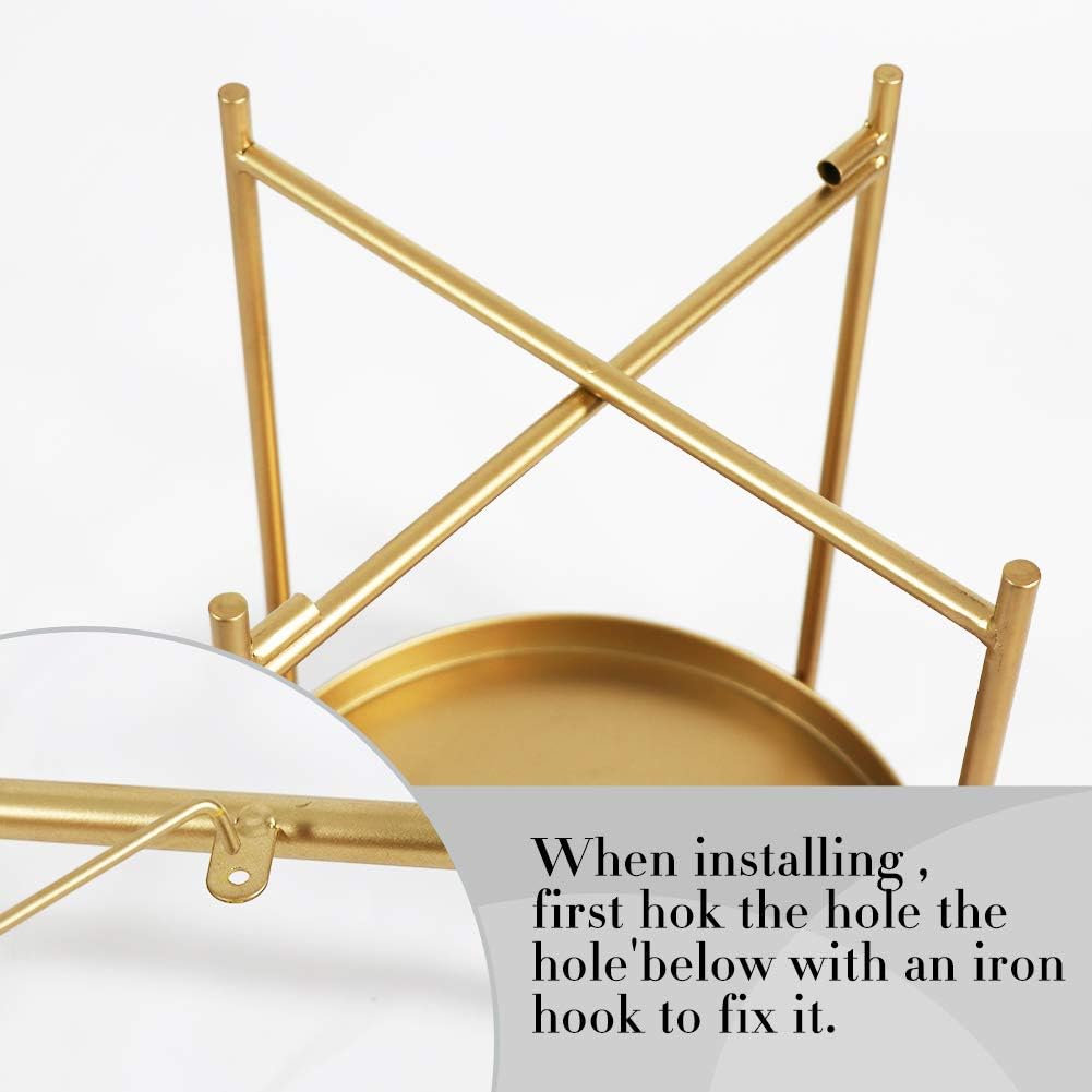 Tiita Round End Table Mental 2-Tier Side Table Nightstand