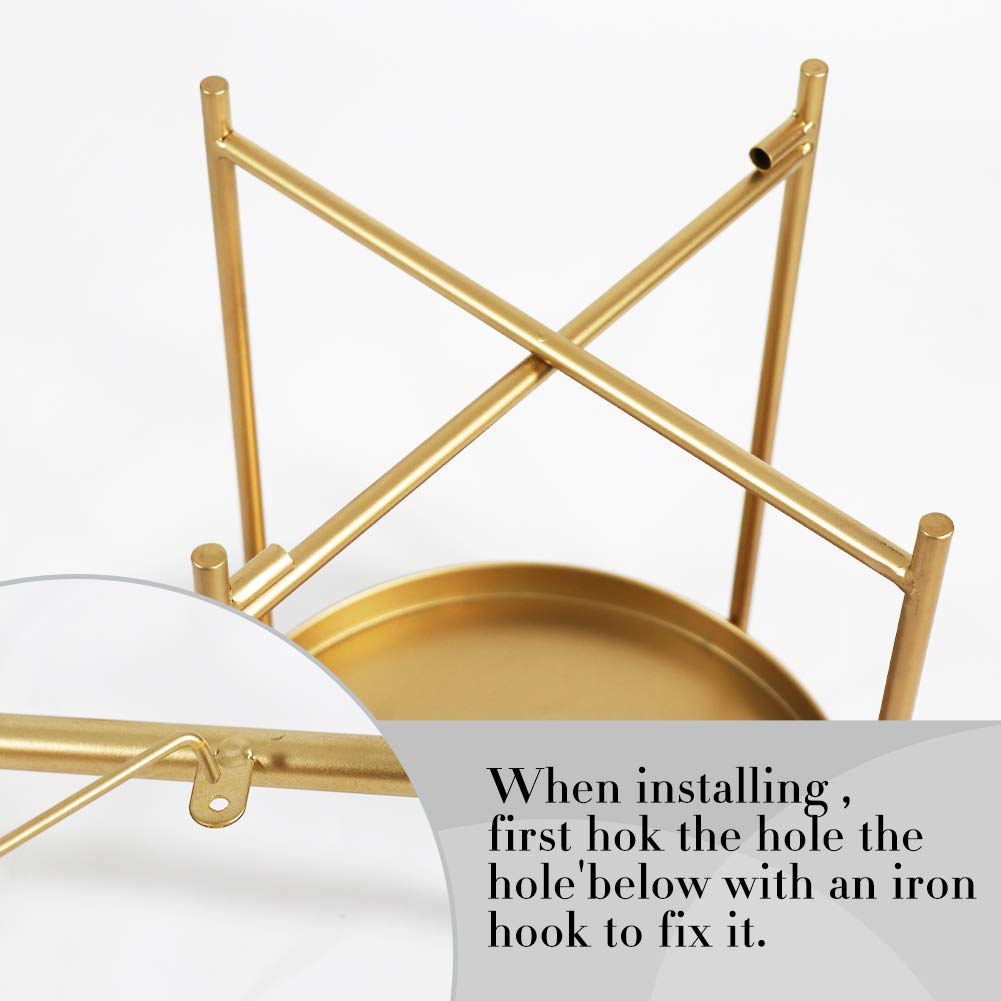 Tiita Round End Table Mental 2-Tier Side Table Nightstand