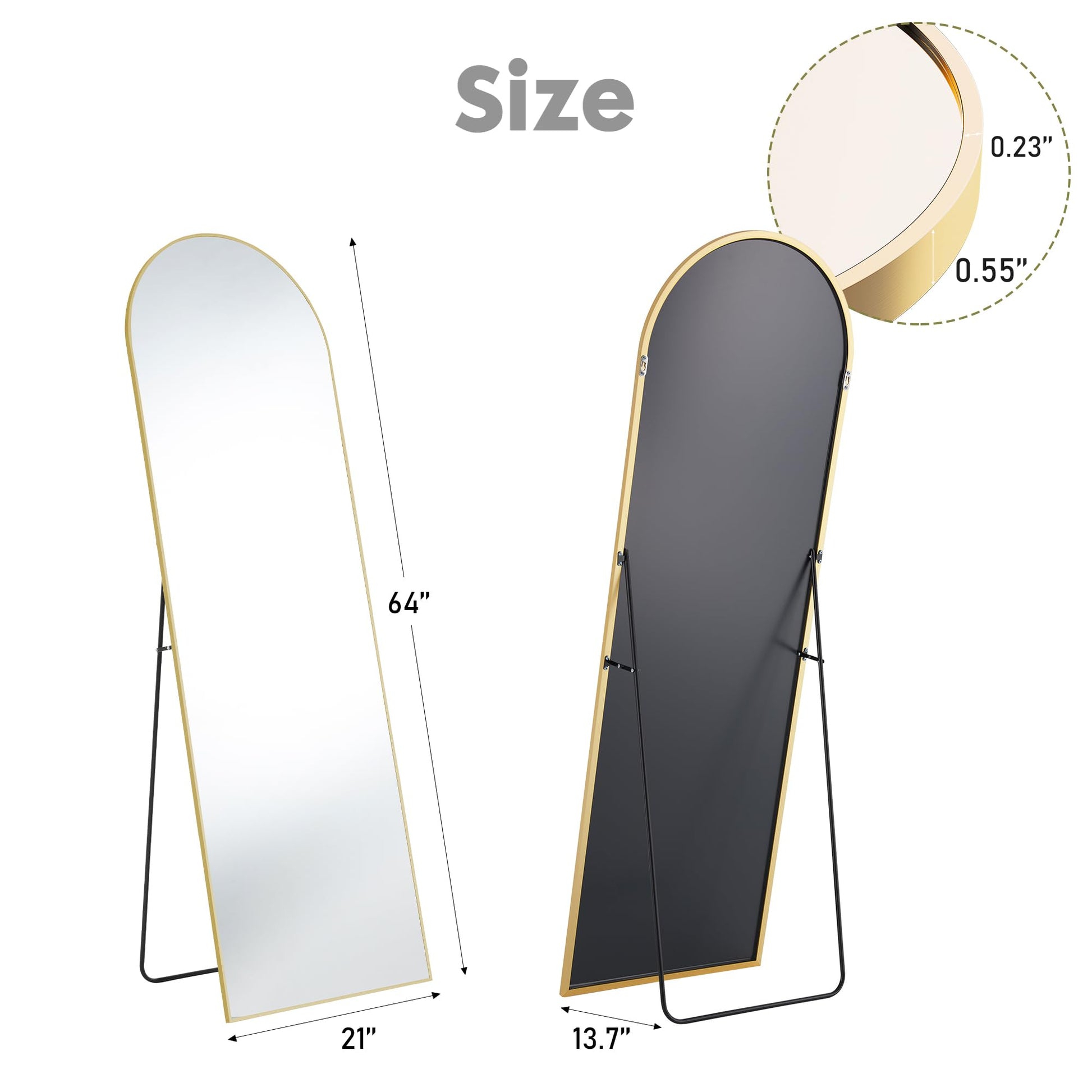 Sweetcrispy 64"x21" Arched Full Length Mirror