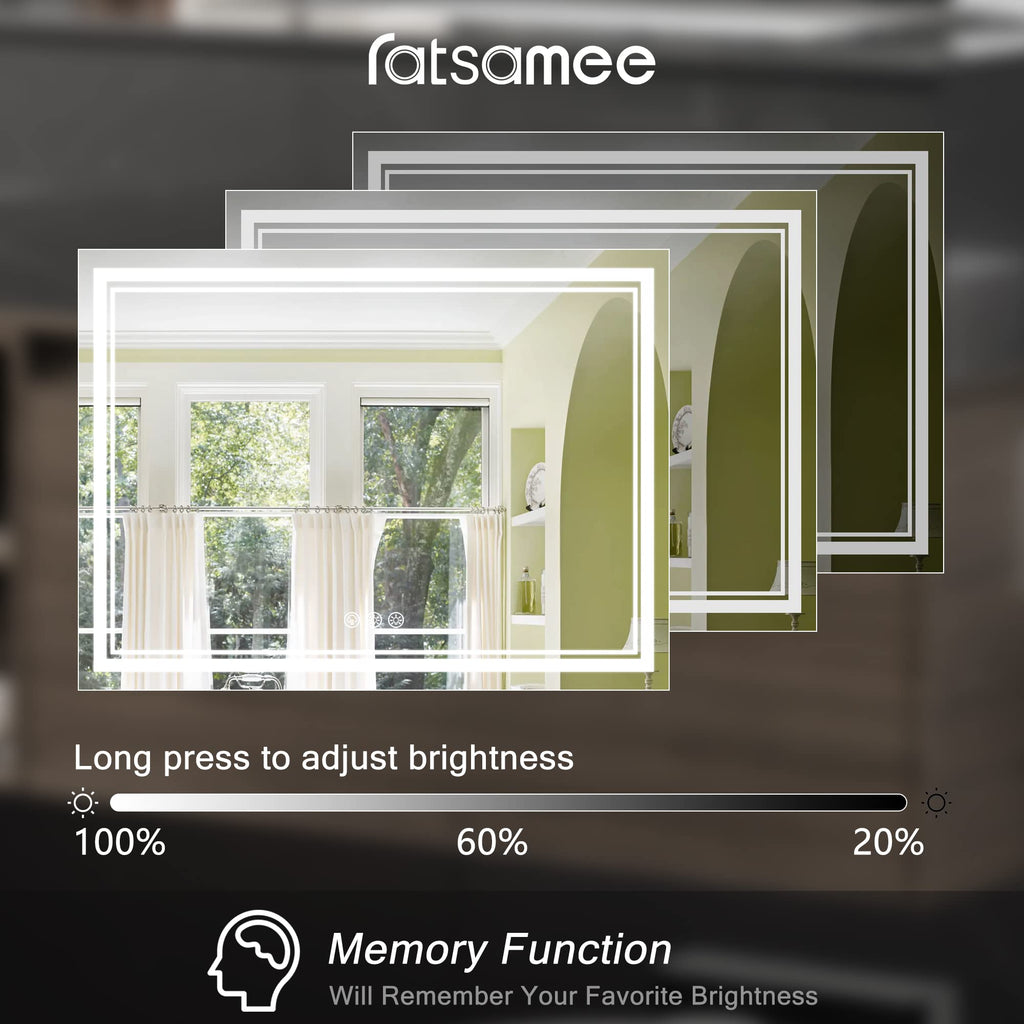 Ratsamee 55x30 Inch Led Mirror for Bathroom with Front Light and Backlit