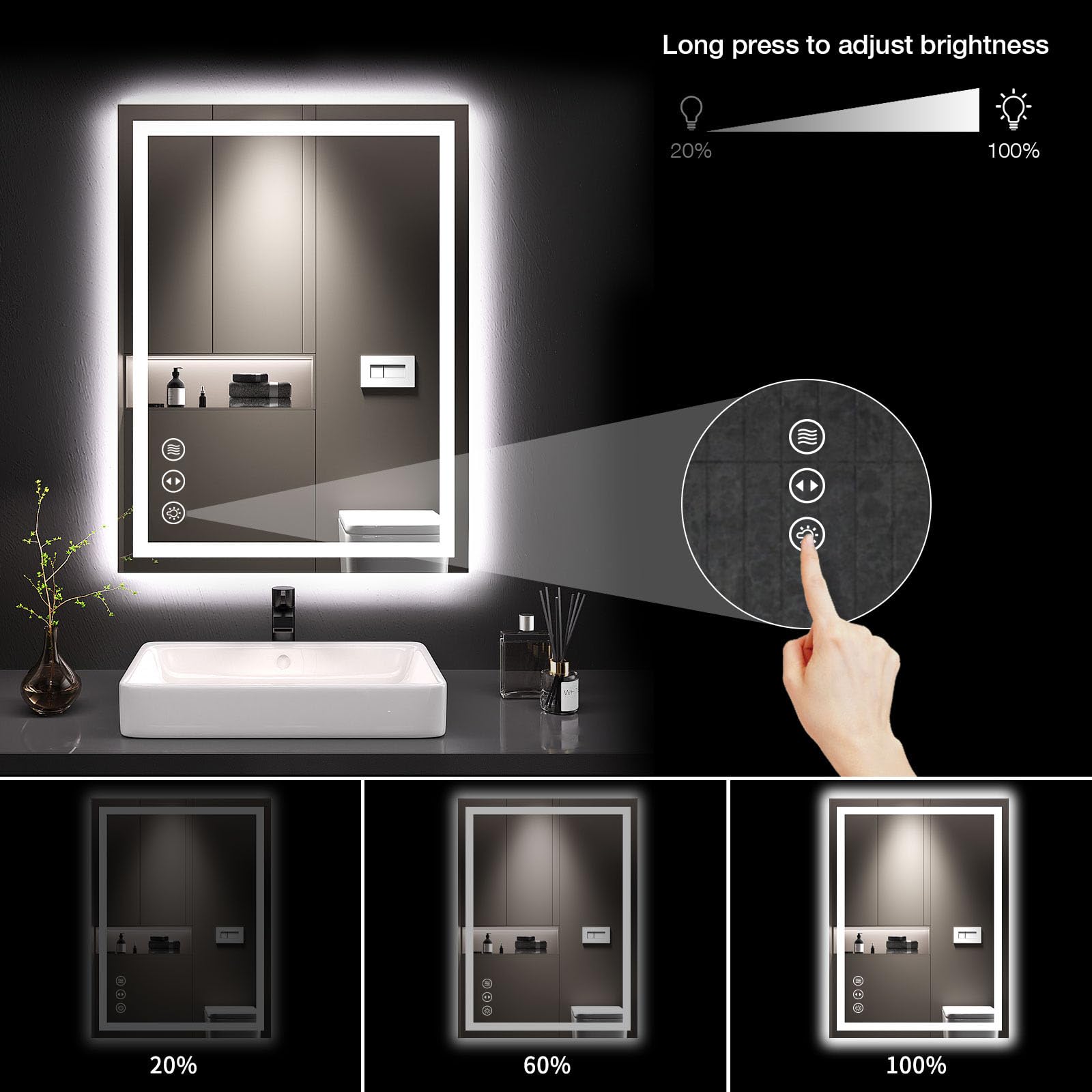 LOAAO Bathroom Smart Mirror with LED Lights