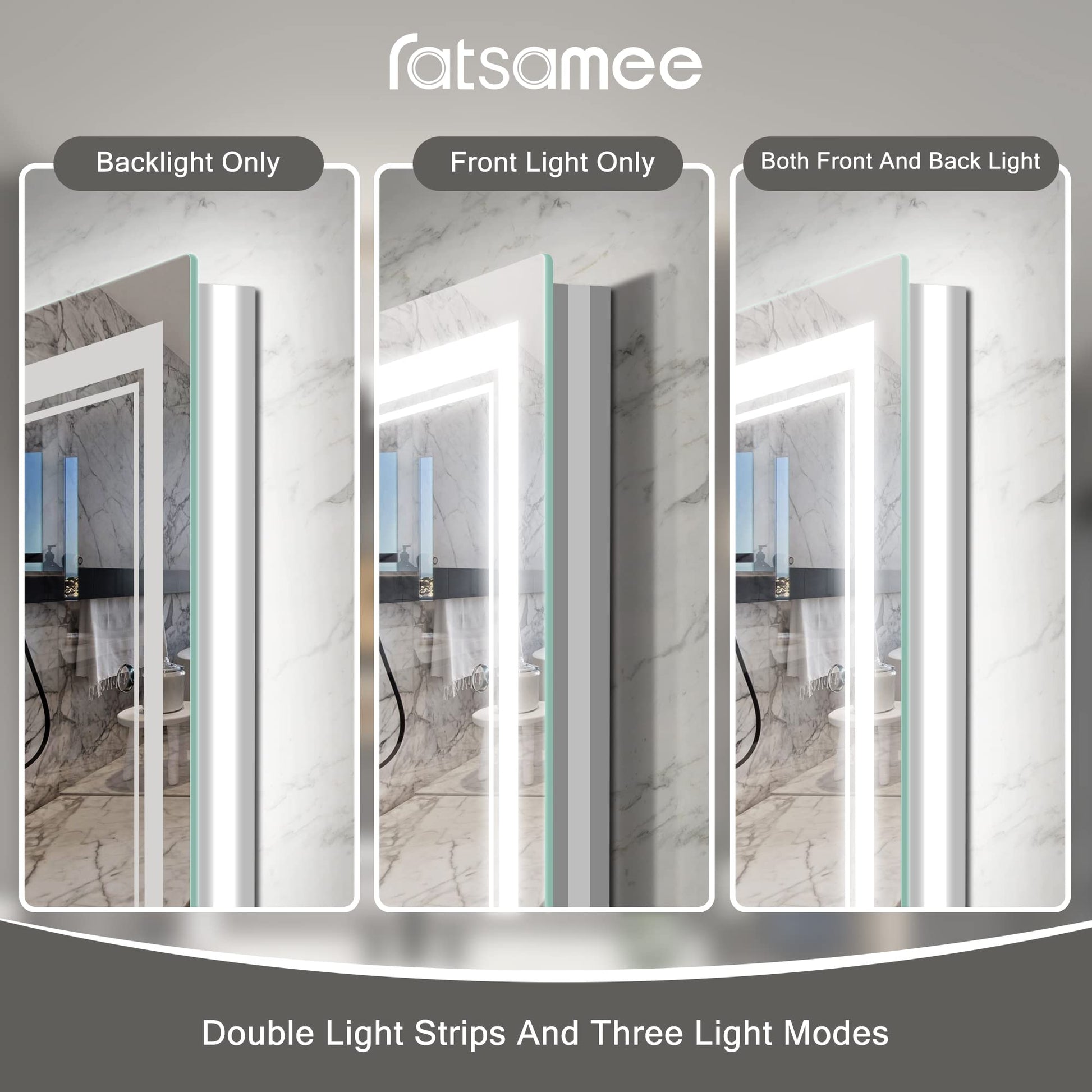 Ratsamee 55x30 Inch Led Mirror for Bathroom with Front Light and Backlit