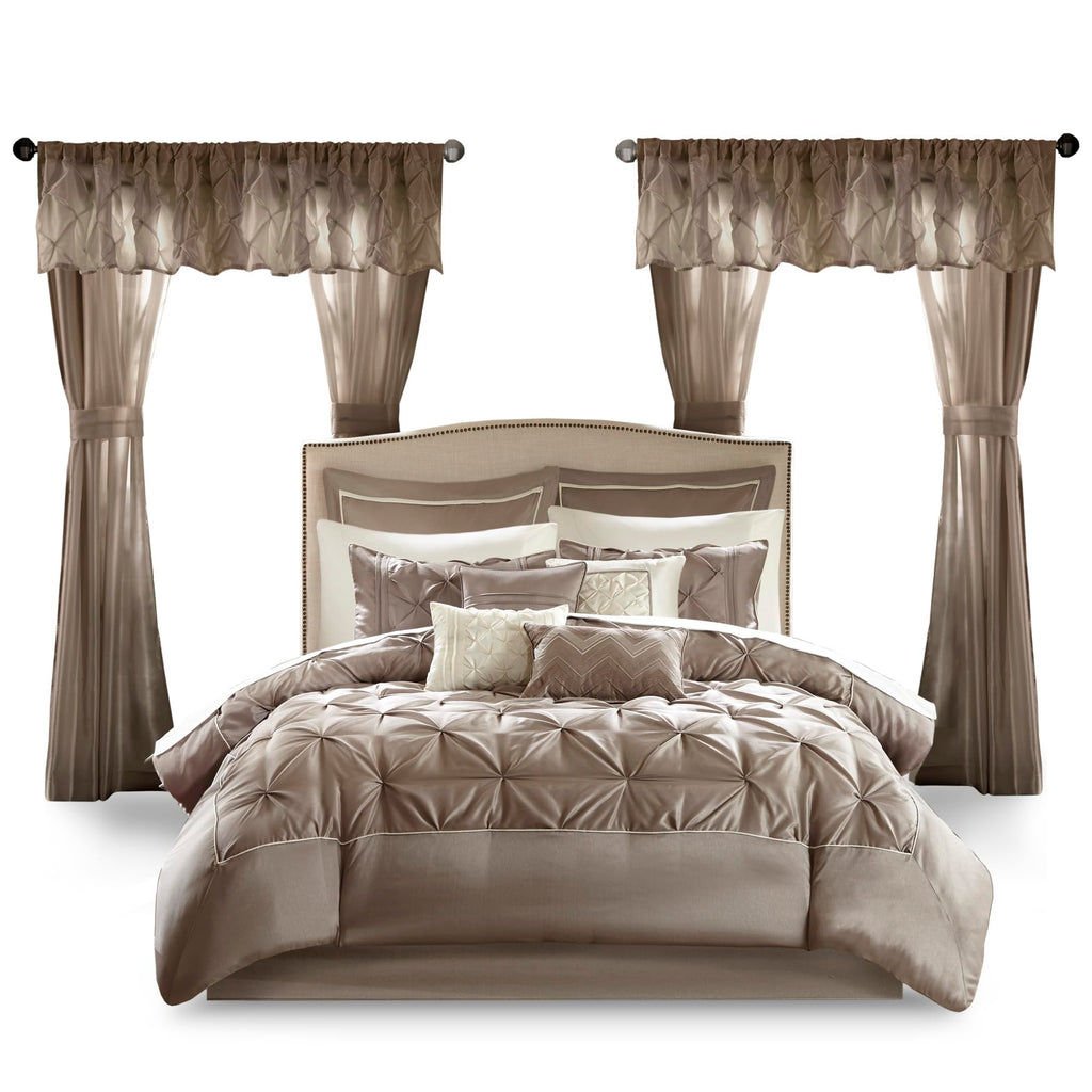 Luxe Diamond Tufting All Season Bedding - Matching Curtains & Decorative Pillows