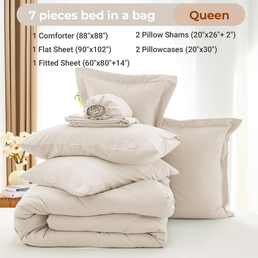 MUXHOMO 7 Pieces Queen Comforter Set