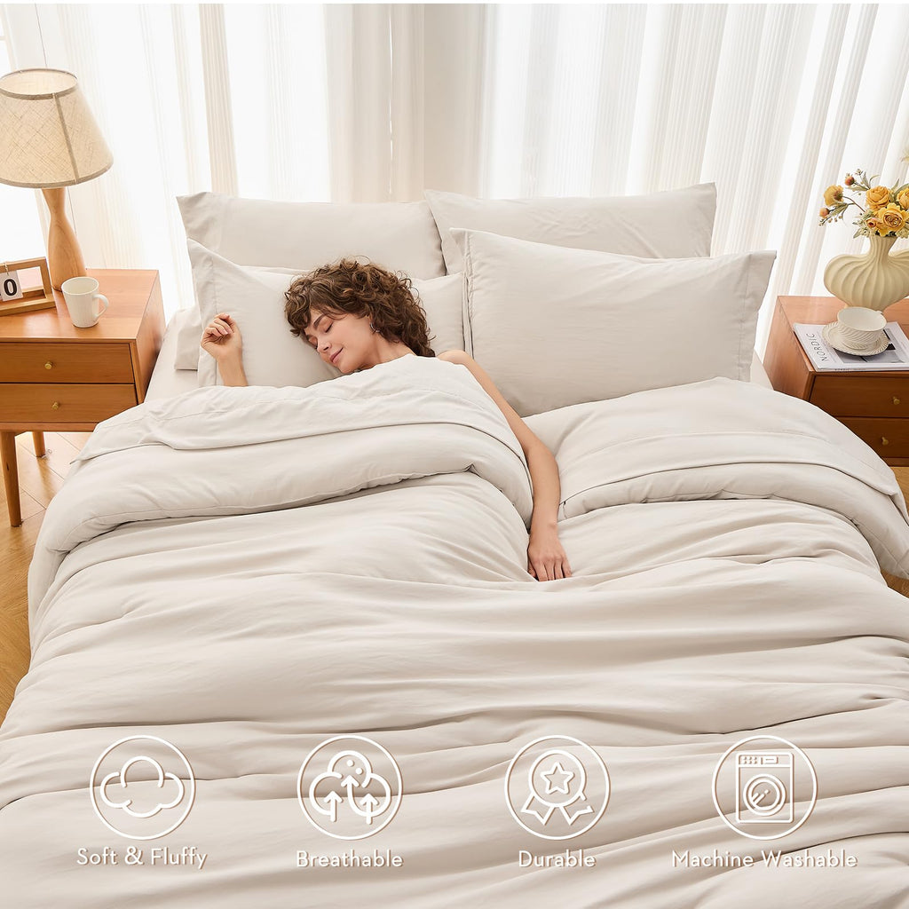 MUXHOMO 7 Pieces Queen Comforter Set