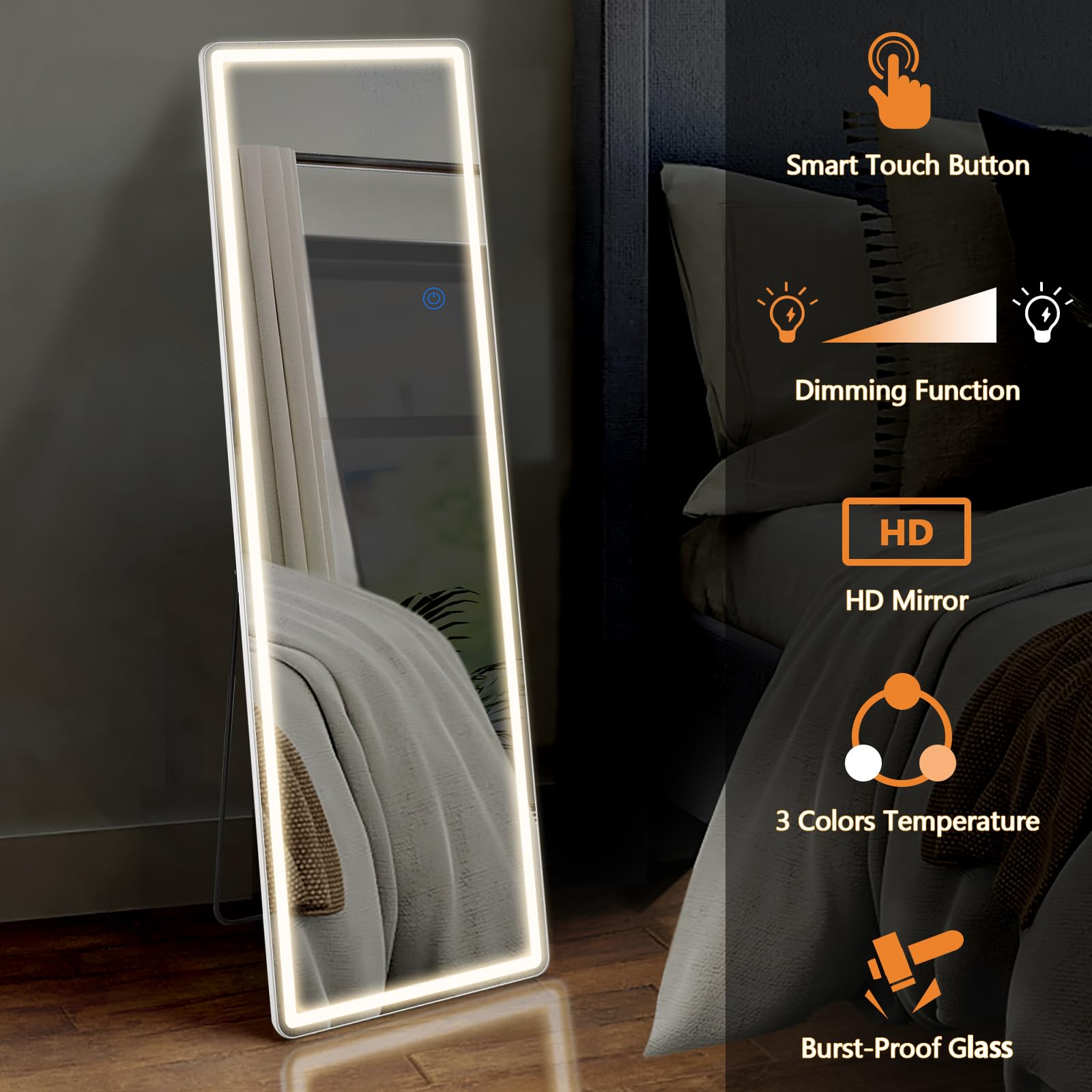 Full Length Standing Mirror with LED Lights