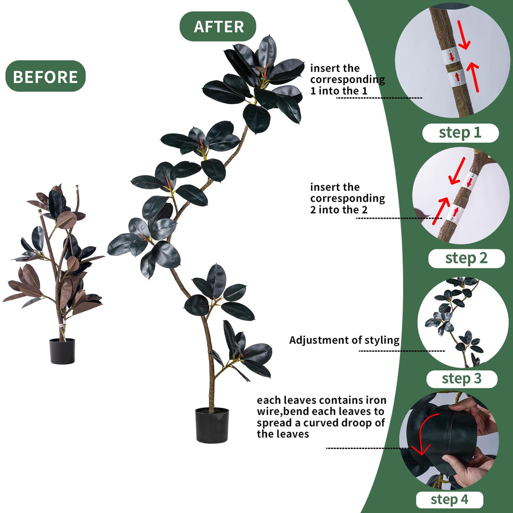 Bailikang 5.2ft Artificial Rubber Tree Faux Plant