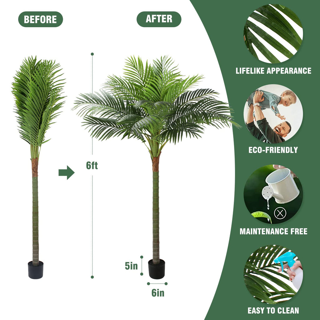 FLOWORLD Palm Tree Artificial Tropical Plant 6FT
