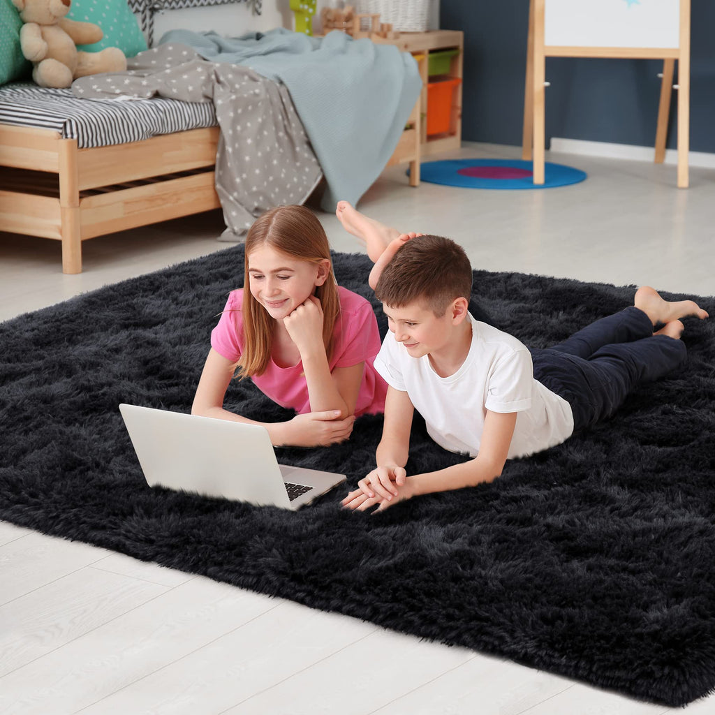Noahas Fluffy Black 4x6 Rug