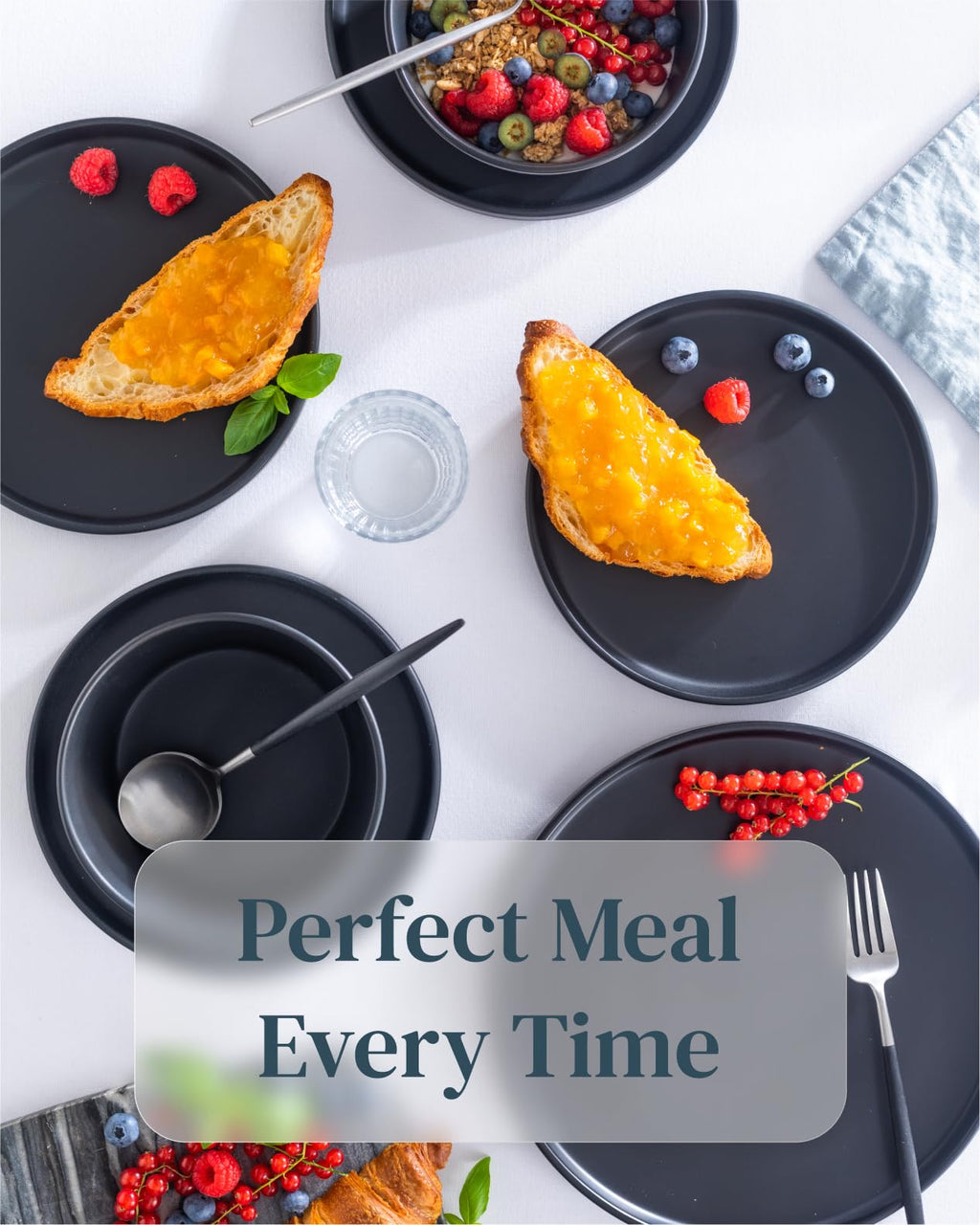 Ultra Chic Matte Black Dinnerware Set - Black Stoneware Dinnerware for 4-16 pcs. Dishwasher & Microwave Safe - Plates and Bowls