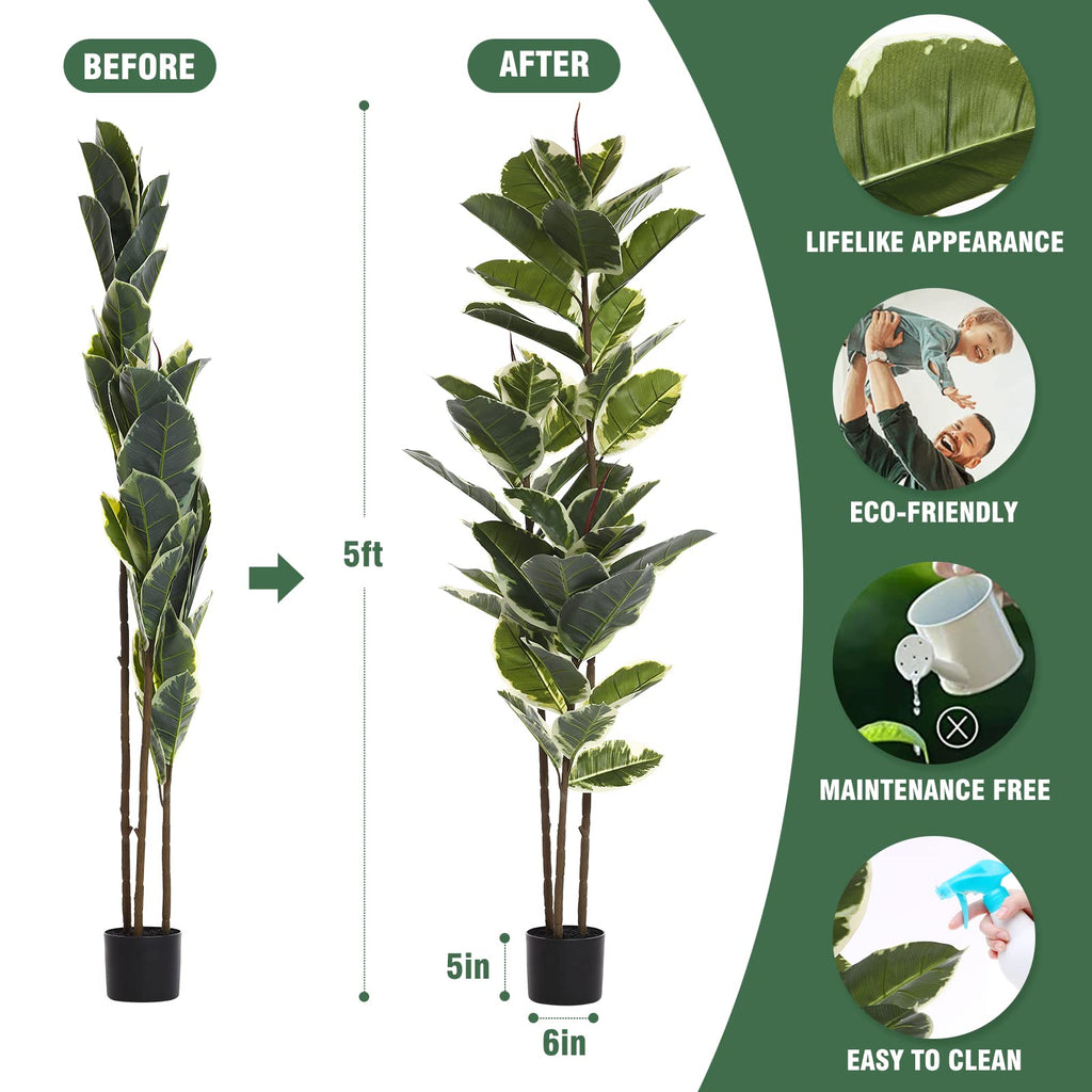 FLOWORLD Artificial Rubber Tree Plant 5ft