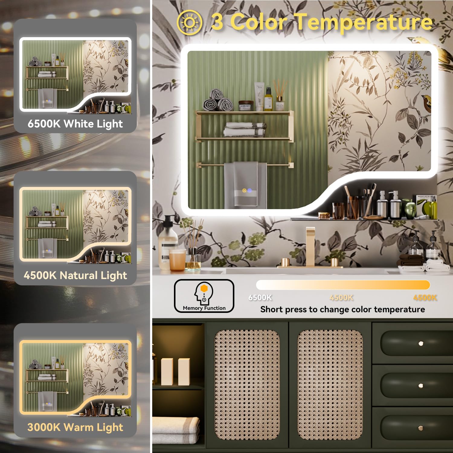 Smart LED Bathroom Mirror with Shelf