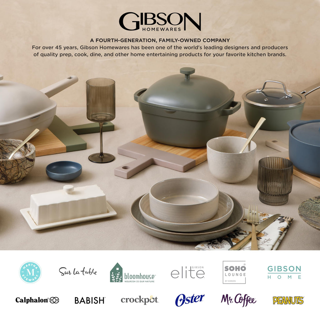 Gibson Elite 12 Piece (Service for 4) Fern Canyon Plates and Bowls Reactive Glaze Modern Coupe Round Dishes Stoneware Ceramic Dinnerware Set - Glossy Green