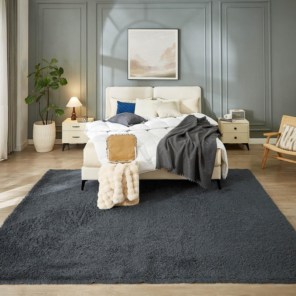 Floralux Living Room Rug in Dark Grey Color