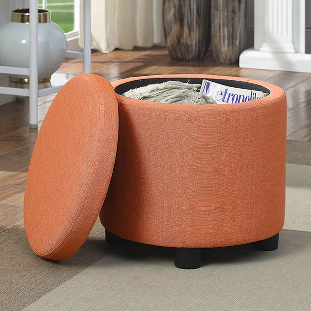 Round Ottoman with Storage and Reversible Tray Lid
