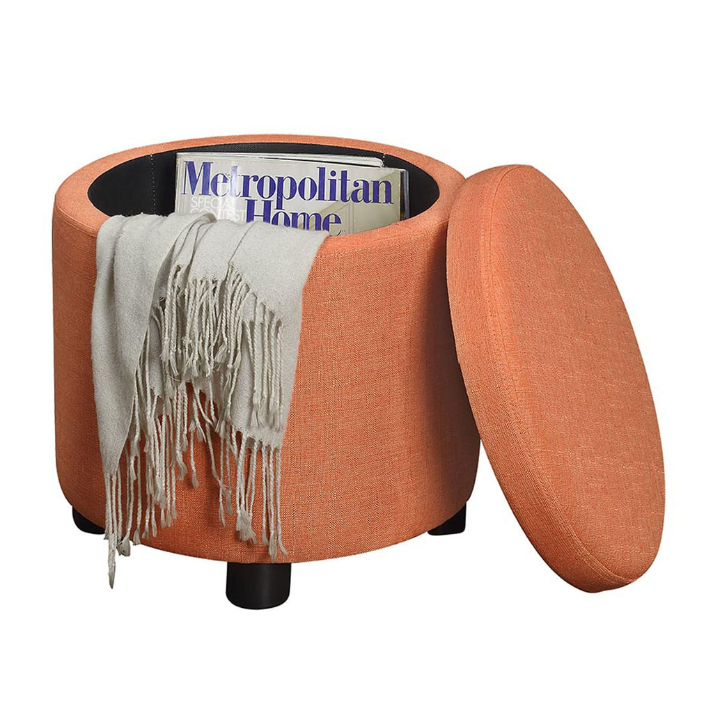 Round Ottoman with Storage and Reversible Tray Lid