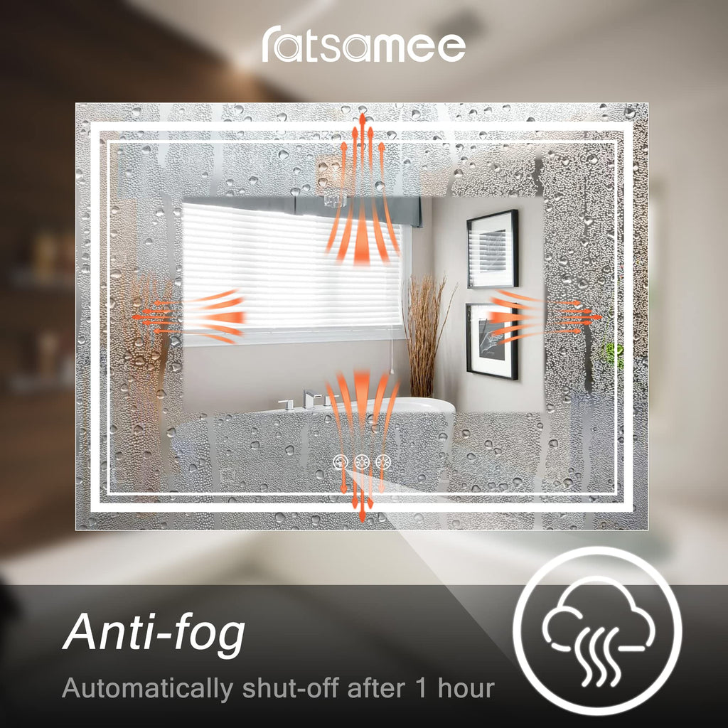 Ratsamee 55x30 Inch Led Mirror for Bathroom with Front Light and Backlit