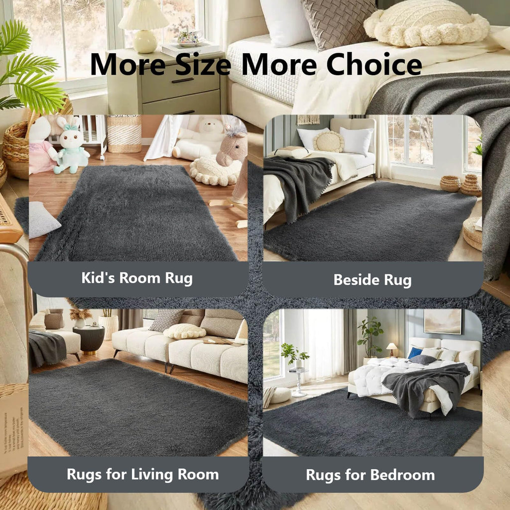 Floralux Living Room Rug in Dark Grey Color