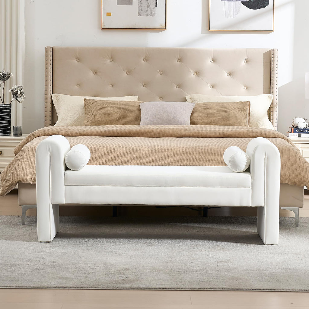 Modern Velvet Bench for Bedroom 60.5"