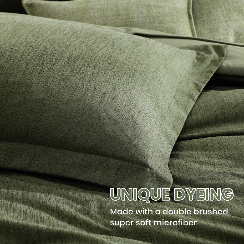 Monbix Queen Comforter Set - 7 Pieces Cationic Dyeing  Bedding Sets with Comforter, Sheets, Pillowcases & Shams