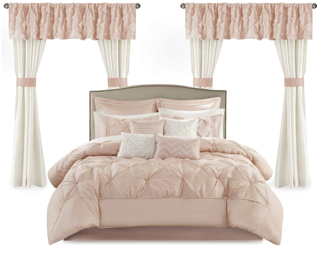 Luxe Diamond Tufting All Season Bedding - Matching Curtains & Decorative Pillows